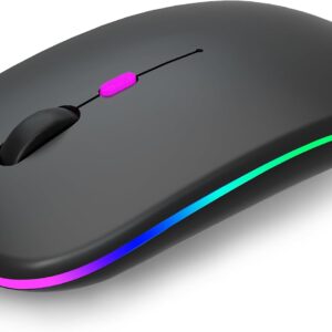 AIKOKOK Wireless Bluetooth Mouse, Rechargeable Dual Mode Mouse, Black